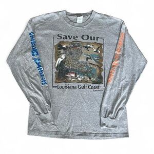 Louisiana Gulf Coast Gray Long Sleeve Save Our Coast Tee